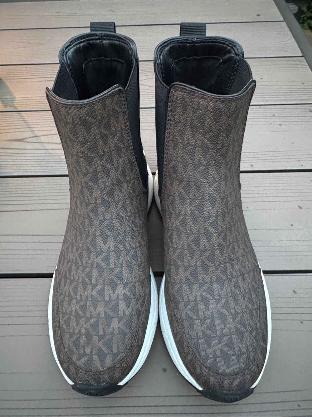 Michael Kors Brown MK Monogram Chelsea Sneaker Boots - women’s